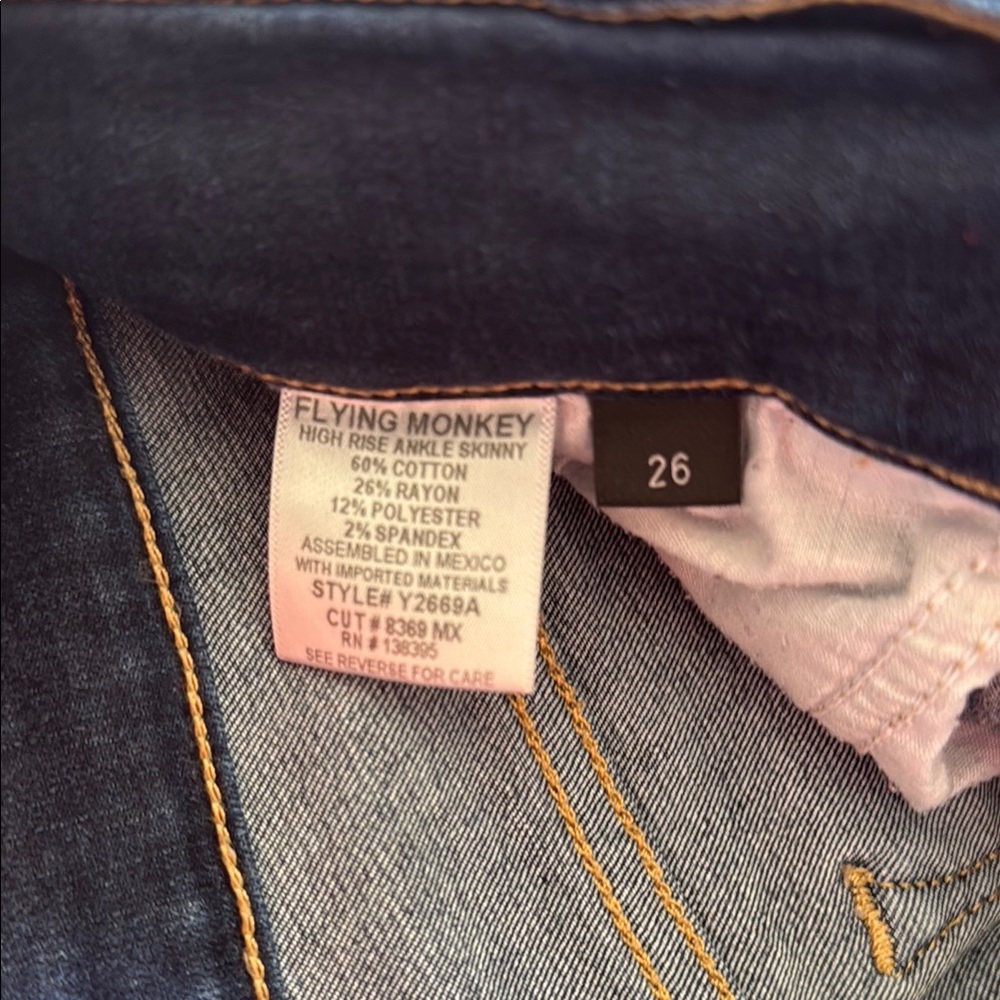 Flying Monkey Blue Skinny Jeans with Subtle Whiskering - Picture 2 of 4